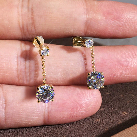 Wholesale Jewelry Simple Long Tassel Geometric Copper Zircon Earrings For Women