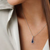 Wholesale Jewelry Simple Natural Geometric 925 Sterling Silver Necklace With Artificial Sapphire Pendant And Electroplating Design