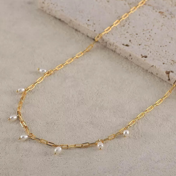 Wholesale Jewelry Simple Natural Geometric Sterling Silver 925 Silver Baroque Pearl Necklace With Electroplating