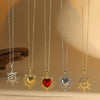 Wholesale Jewelry Simple Retro Love Design Copper Pendant Clavicle Chain With Mixed Gemstone Inlay Heart Shape Electroplating For Women