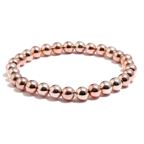 Wholesale Jewelry Simple Round Bead Electroplated Ccb Elastic Bracelet For Women