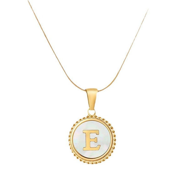 Wholesale Jewelry Simple Round 316L Stainless Steel And 316L Stainless Steel Pendant Necklace With Letter Pattern And Electroplating For Women