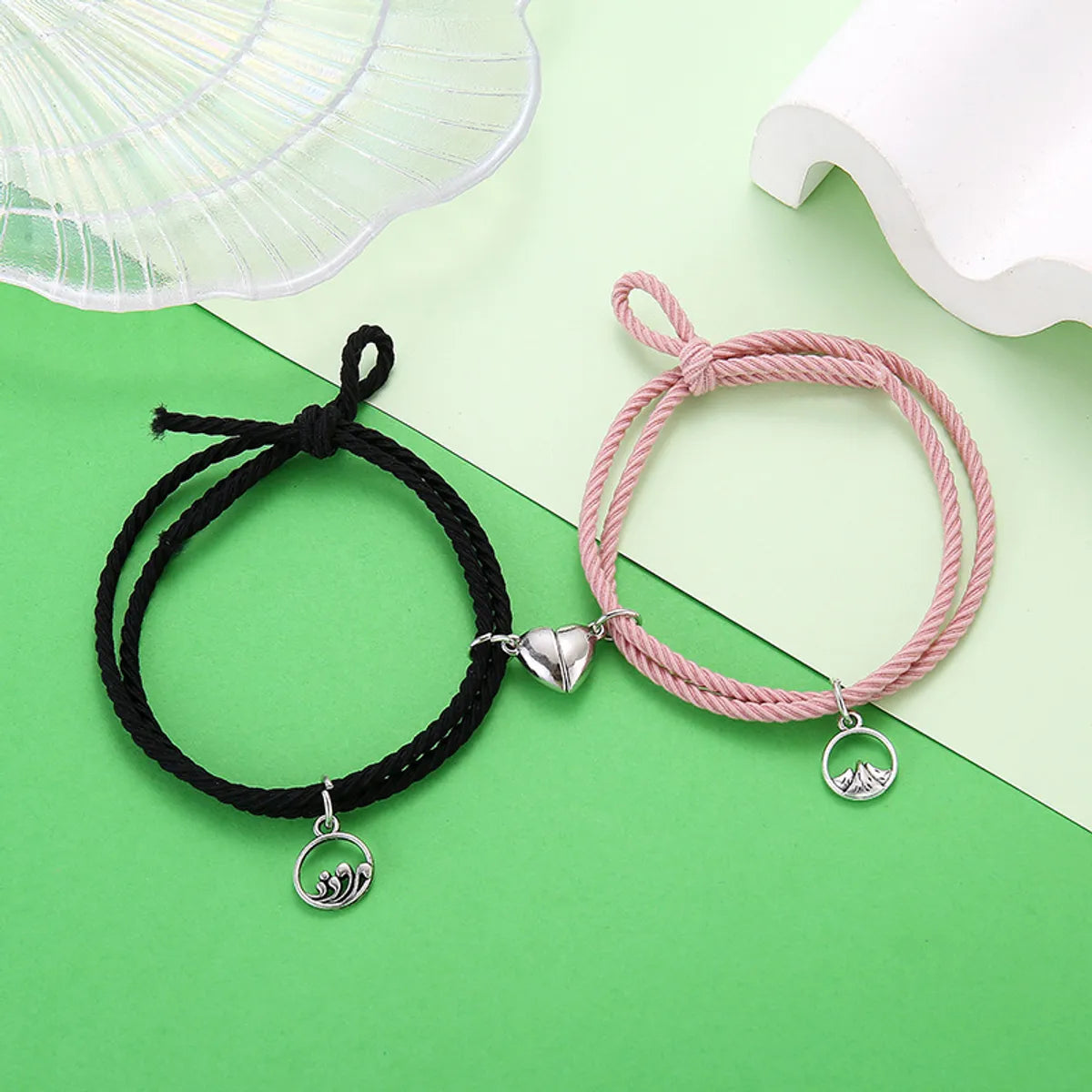 Wholesale Jewelry Simple Rubber Band Rope Heart Key Lock Couple Bracelet Set Nihaojewelry