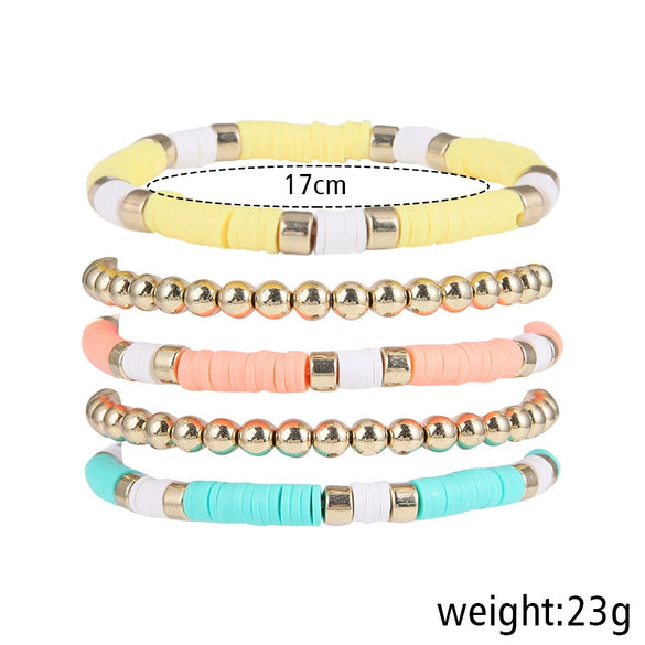 Wholesale Jewelry Simple Soft Ceramic Round Bead Bohemian Style Geometric Bracelet For Men And Women