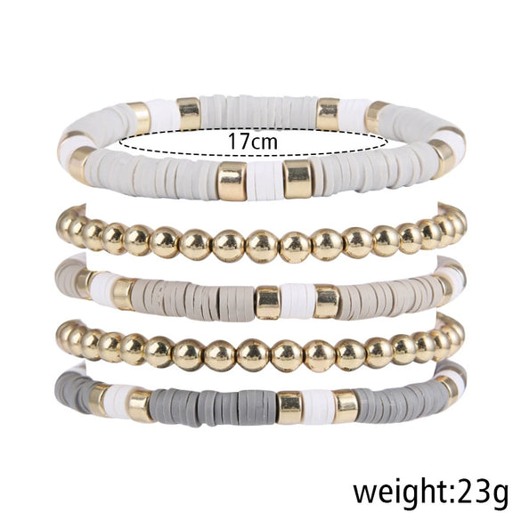 Wholesale Jewelry Simple Soft Ceramic Round Bead Bohemian Style Geometric Bracelet For Men And Women