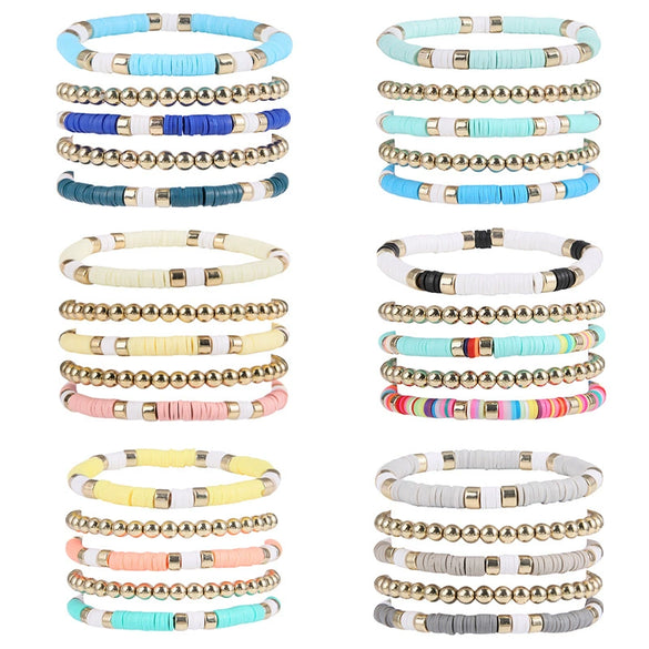 Wholesale Jewelry Simple Soft Ceramic Round Bead Bohemian Style Geometric Bracelet For Men And Women