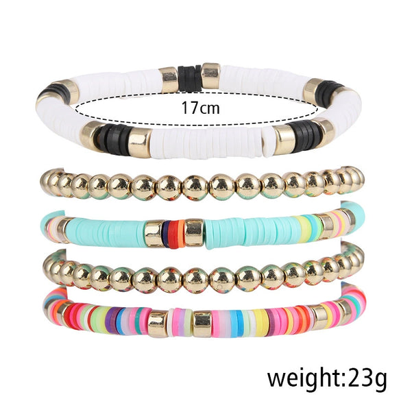 Wholesale Jewelry Simple Soft Ceramic Round Bead Bohemian Style Geometric Bracelet For Men And Women