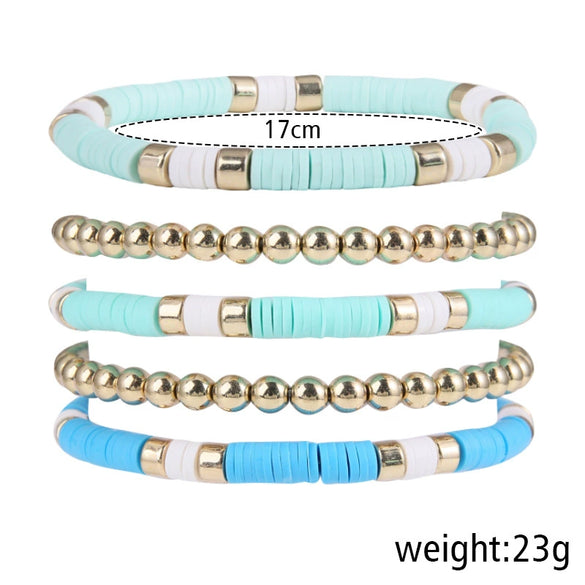 Wholesale Jewelry Simple Soft Ceramic Round Bead Bohemian Style Geometric Bracelet For Men And Women