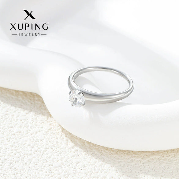 Wholesale Jewelry Simple Stainless Steel Geometric Inlaid Zircon Ring For Women Electroplating