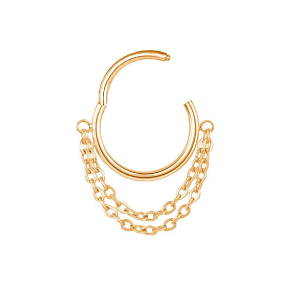 Wholesale Jewelry Simple Stainless Steel 316L Geometric Tassel And Ring Piercing Earrings And Nose Ring With Electroplating