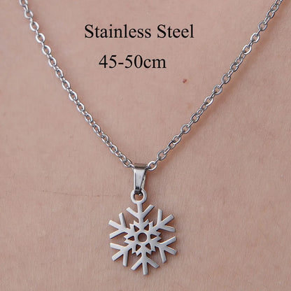 Wholesale Jewelry Simple Style  Ghost Snowflake 201 Stainless Steel Polishing Hollow Out Pendant Necklace