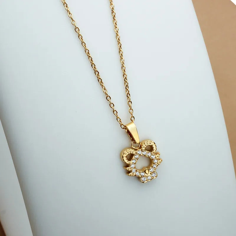 Wholesale Jewelry Simple Style Animal Titanium Steel Diamond Plating Pendant Necklace