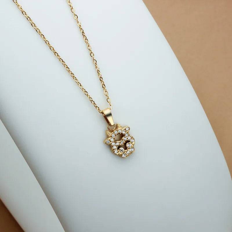 Wholesale Jewelry Simple Style Animal Titanium Steel Diamond Plating Pendant Necklace