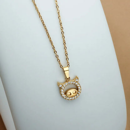 Wholesale Jewelry Simple Style Animal Titanium Steel Diamond Plating Pendant Necklace