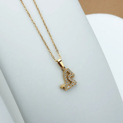 Wholesale Jewelry Simple Style Animal Titanium Steel Diamond Plating Pendant Necklace