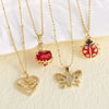Wholesale Jewelry Simple Style Animal Zodiac Heart Pendant Necklace Copper O Word Chain Electroplated