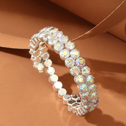 Simple Style Artificial Gemstones Artificial Pearl Layered Inlay Rhinestones Pearl Women'S Wristband