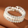 Simple Style Artificial Gemstones Artificial Pearl Layered Inlay Rhinestones Pearl Women'S Wristband