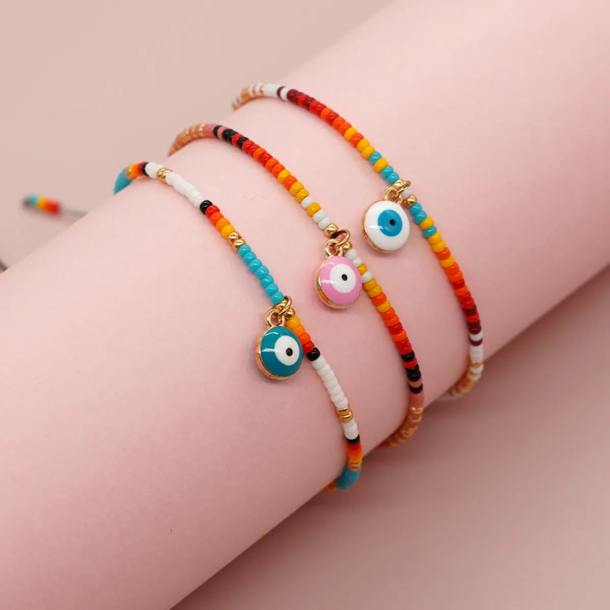 Wholesale Jewelry Simple Style Artistic Devil'S Eye Glass Seed Bead Beaded Bracelets