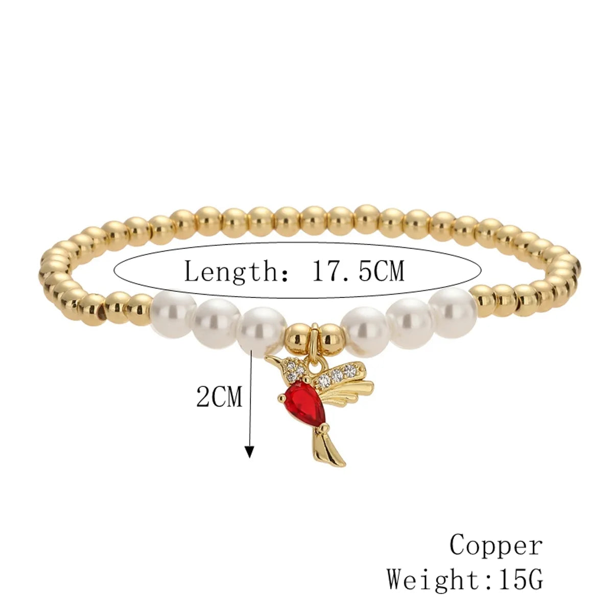 Simple Style Bird Zircon Imitation Pearl Copper Wholesale Bracelets