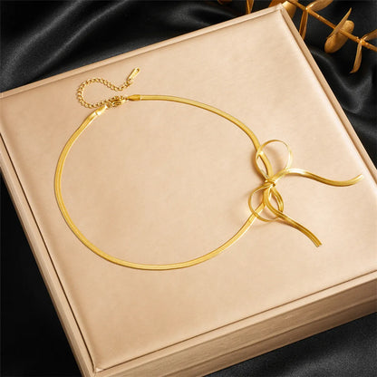 Wholesale Jewelry Simple Style Bow Knot 304 Stainless Steel 18K Gold Plated Choker