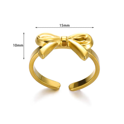 Wholesale Jewelry Simple Style Bow Knot 304 Stainless Steel Open Rings