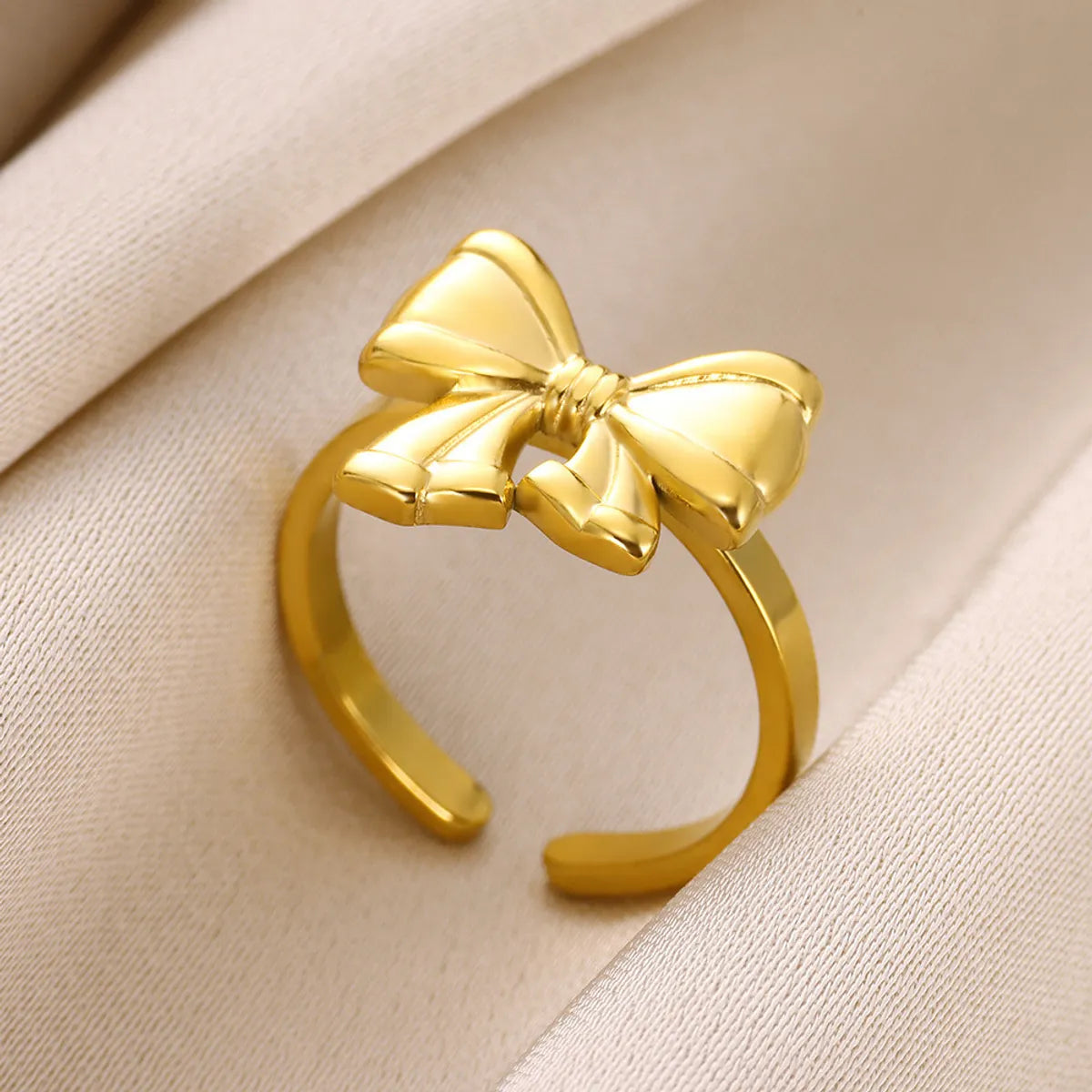 Wholesale Jewelry Simple Style Bow Knot 304 Stainless Steel Open Rings