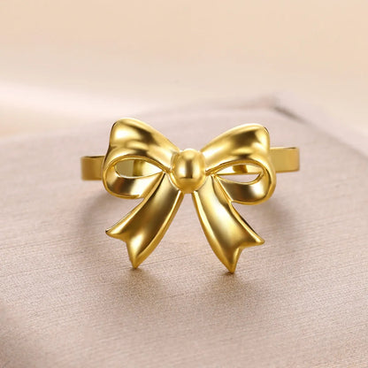 Wholesale Jewelry Simple Style Bow Knot 304 Stainless Steel Open Rings