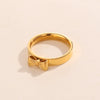 Wholesale Jewelry Simple Style Bow Knot 316L Stainless Steel  18K Gold Plated Rings