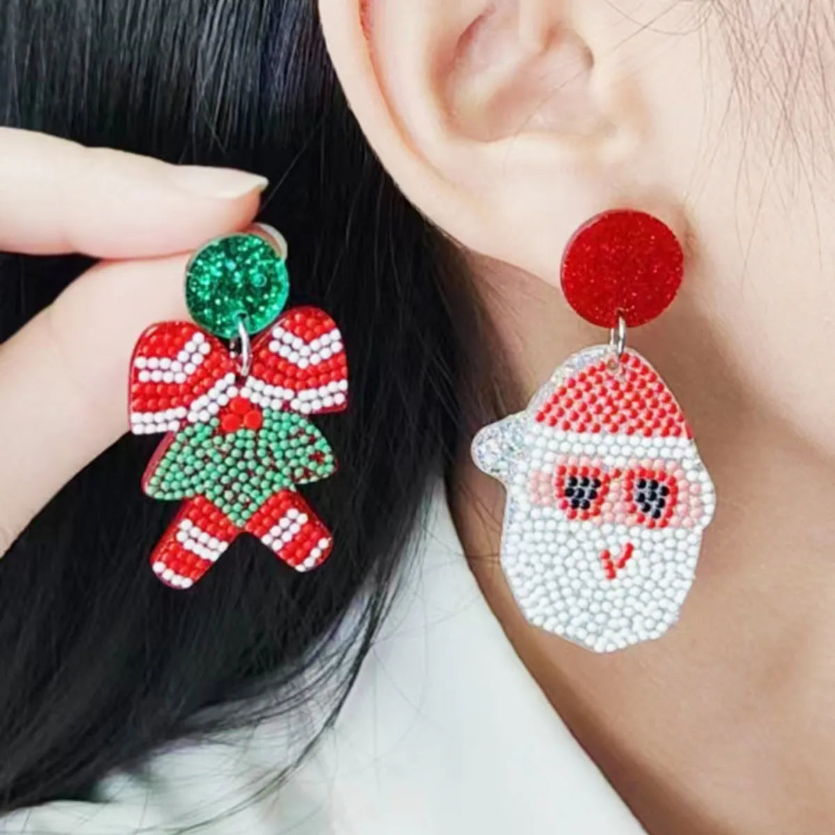 Wholesale Jewelry Simple Style Bow Knot Arylic Printing Drop Earrings