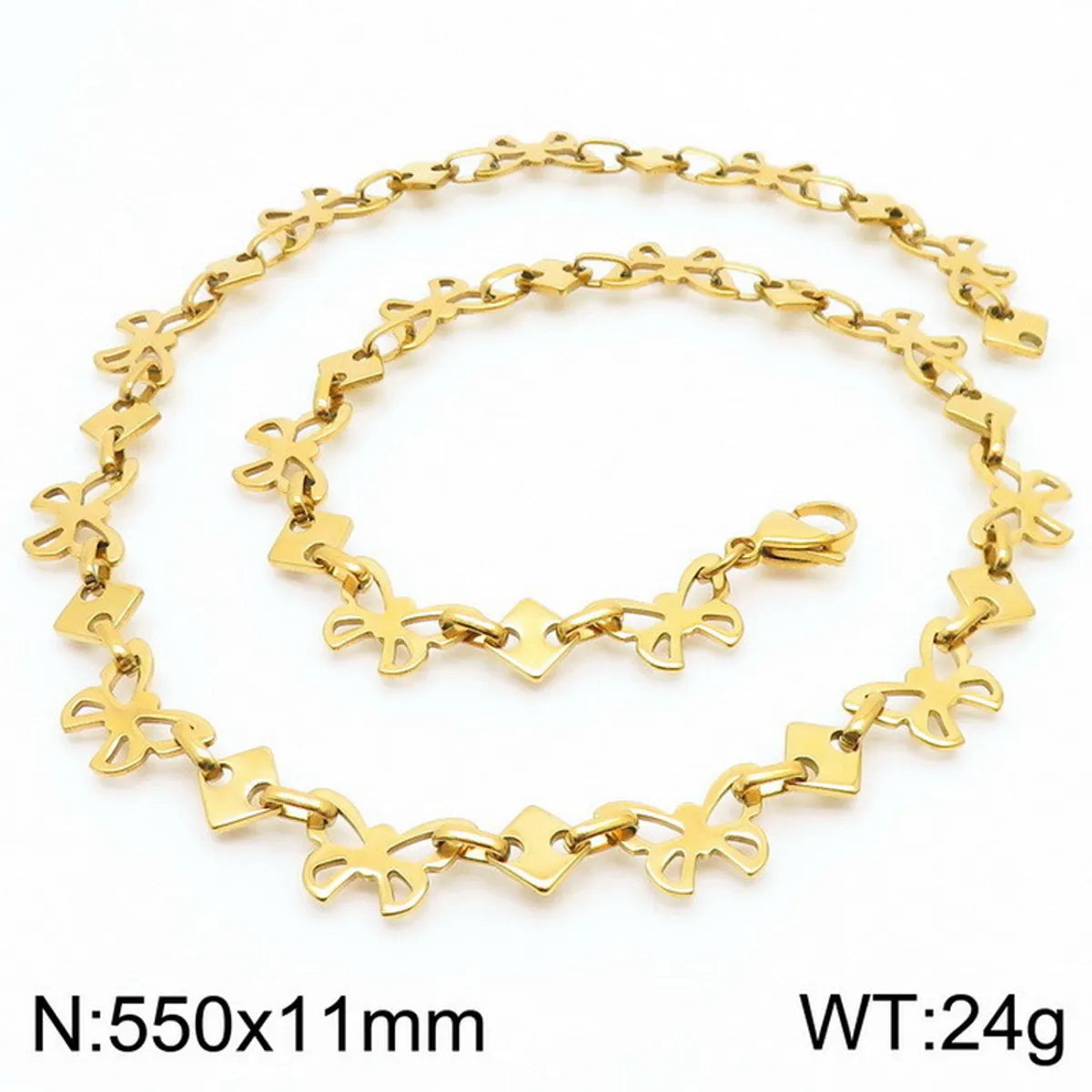 Wholesale Jewelry Simple Style Butterfly 304 Stainless Steel 18K Gold Plated Bracelets Necklace