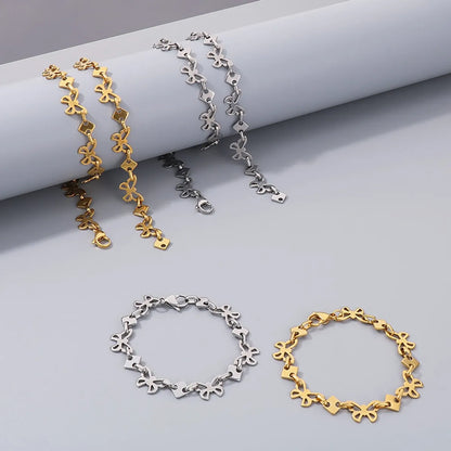 Wholesale Jewelry Simple Style Butterfly 304 Stainless Steel 18K Gold Plated Bracelets Necklace