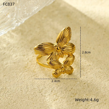 Wholesale Jewelry Simple Style Butterfly 304 Stainless Steel Rings