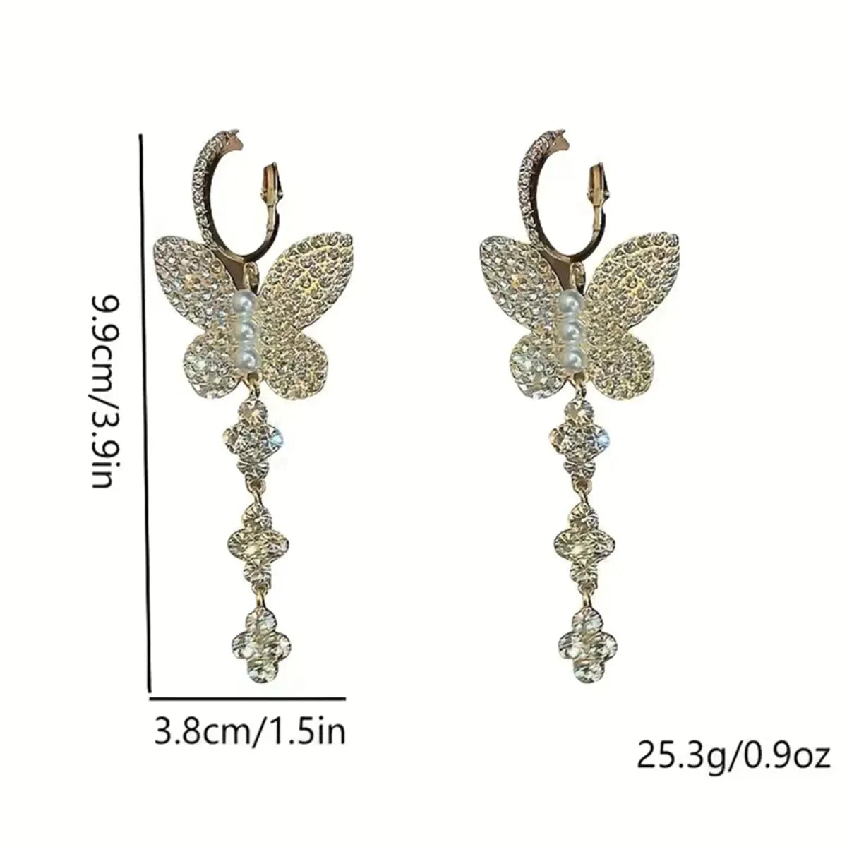 Wholesale Jewelry Simple Style Butterfly Alloy Rhinestones Gold Plated Patchwork Plating Inlay Drop Earrings