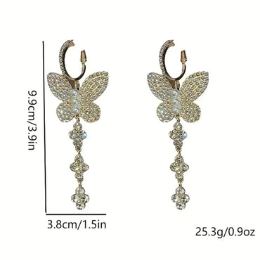 Wholesale Jewelry Simple Style Butterfly Alloy Rhinestones Gold Plated Patchwork Plating Inlay Drop Earrings