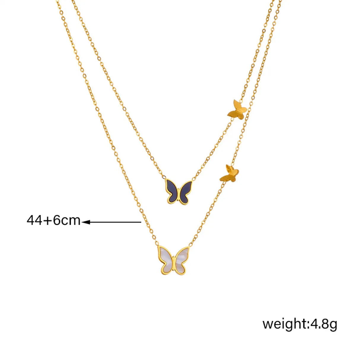 Wholesale Jewelry Simple Style Butterfly Titanium Steel Plating Double Layer Necklaces