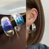 1 Pair Simple Style C Shape Polishing Transparent Arylic Resin Ear Studs