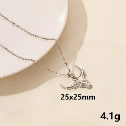 Wholesale Jewelry Simple Style Cattle Spider Elephant 304 Stainless Steel Chain Pendant Necklace