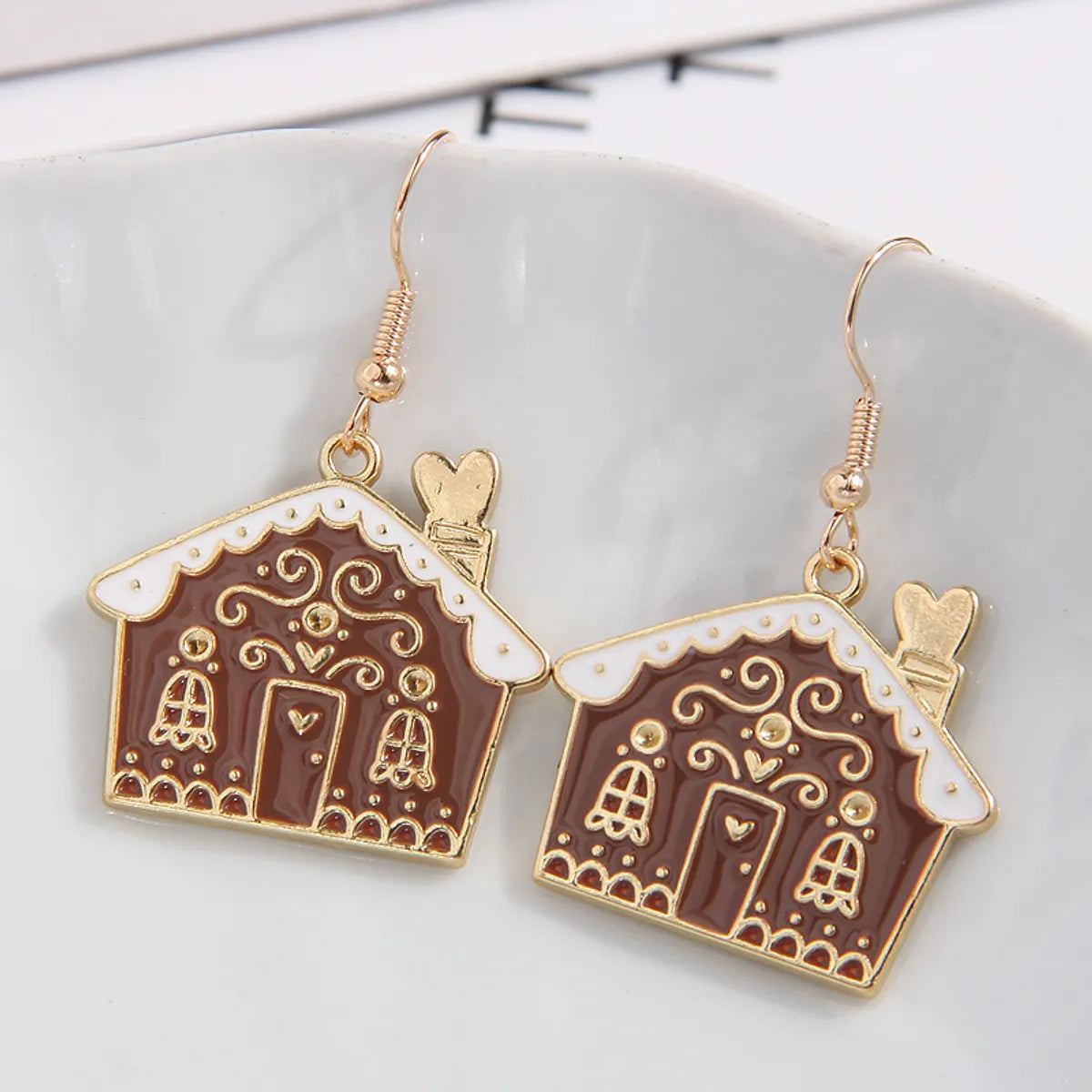 1 Pair Simple Style Christmas Tree Enamel Alloy Drop Earrings