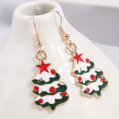 1 Pair Simple Style Christmas Tree Bow Knot Enamel Alloy Ear Hook