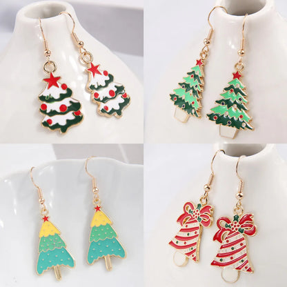 1 Pair Simple Style Christmas Tree Bow Knot Enamel Alloy Ear Hook