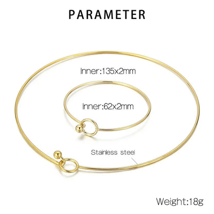 Wholesale Jewelry Simple Style Circle 304 Stainless Steel 18K Gold Plated Hollow Out Bracelets Necklace