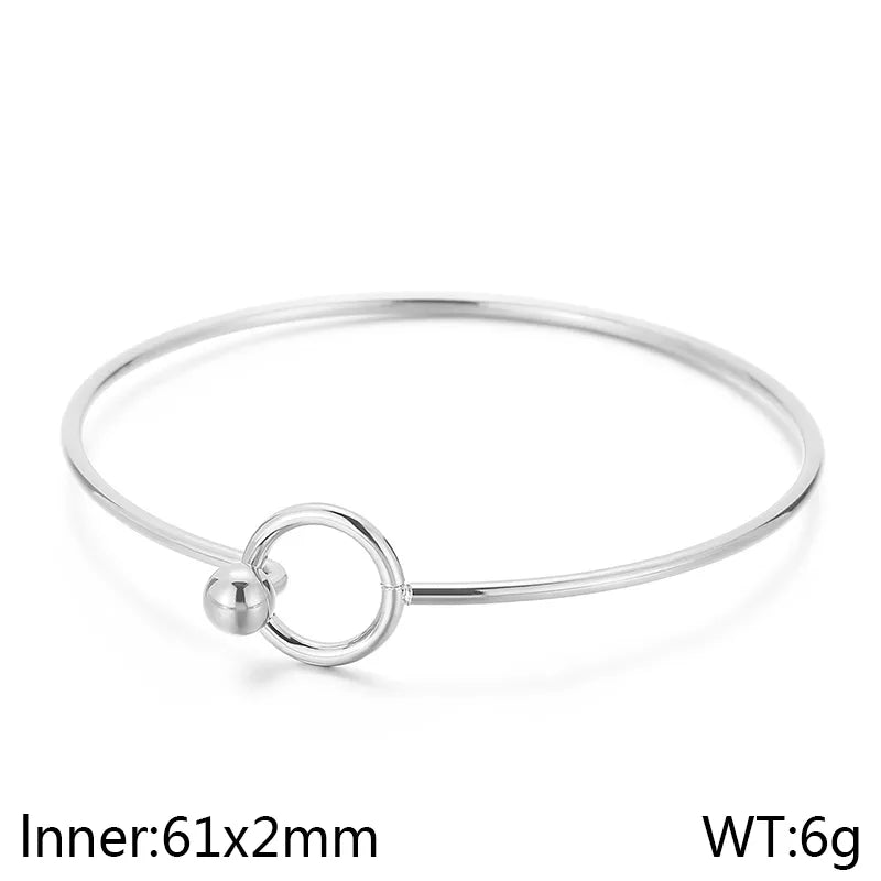 Wholesale Jewelry Simple Style Circle 304 Stainless Steel 18K Gold Plated Hollow Out Bracelets Necklace