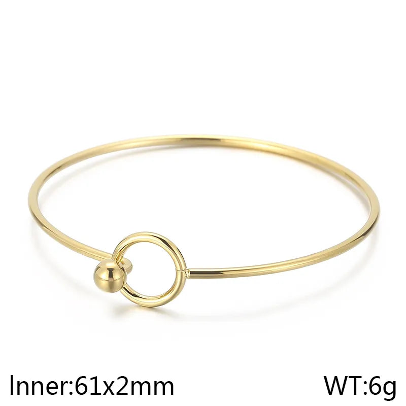 Wholesale Jewelry Simple Style Circle 304 Stainless Steel 18K Gold Plated Hollow Out Bracelets Necklace