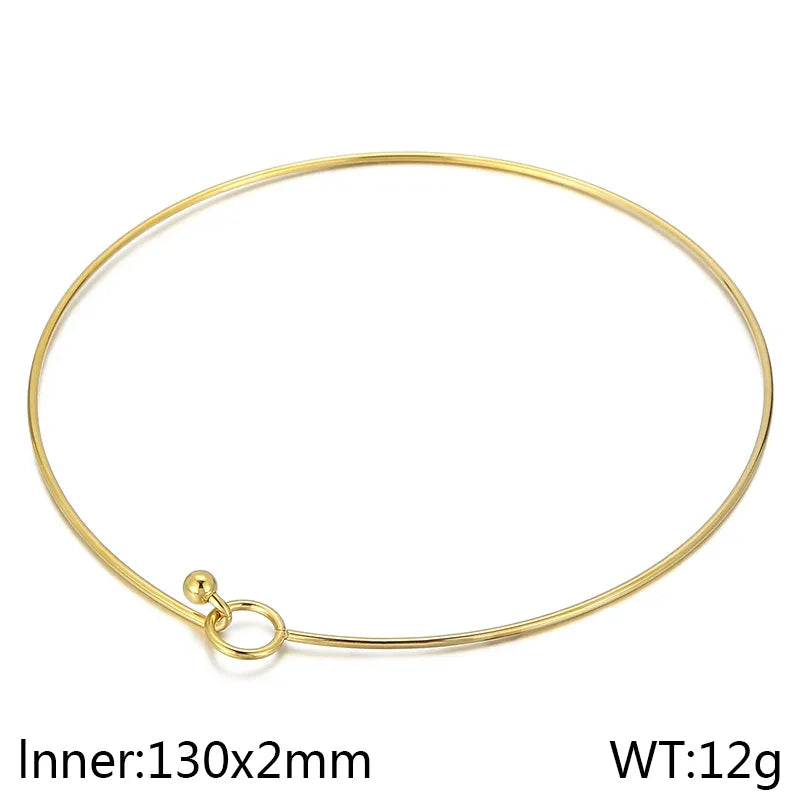 Wholesale Jewelry Simple Style Circle 304 Stainless Steel 18K Gold Plated Hollow Out Bracelets Necklace