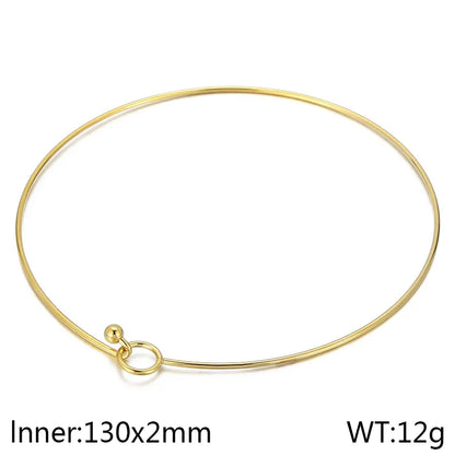 Wholesale Jewelry Simple Style Circle 304 Stainless Steel 18K Gold Plated Hollow Out Bracelets Necklace