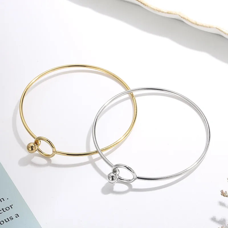 Wholesale Jewelry Simple Style Circle 304 Stainless Steel 18K Gold Plated Hollow Out Bracelets Necklace