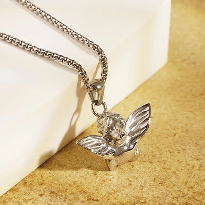 Wholesale Jewelry Simple Style Classic Style Angel 304 Stainless Steel 18K Gold Plated Plating Pendant Necklace