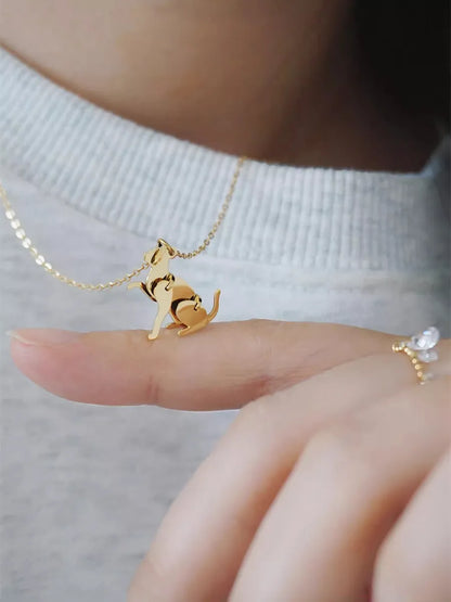 Wholesale Jewelry Simple Style Classic Style Animal 316 Stainless Steel  18K Gold Plated Plating Pendant Necklace