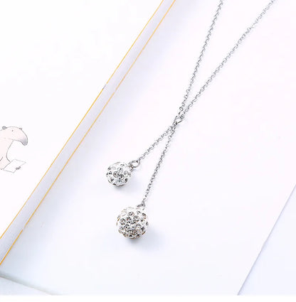 Wholesale Jewelry Simple Style Classic Style Ball 304 Stainless Steel Rhinestones 18K Gold Plated Plating Inlay Earrings Necklace